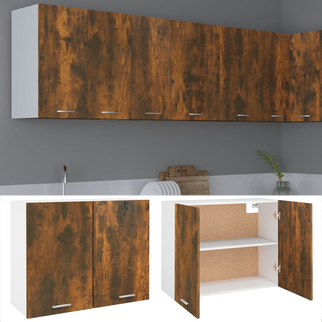 vidaXL Hanging Cabinet "Lyon" Smoked Oak 80x31x60 cm Engineered Wood