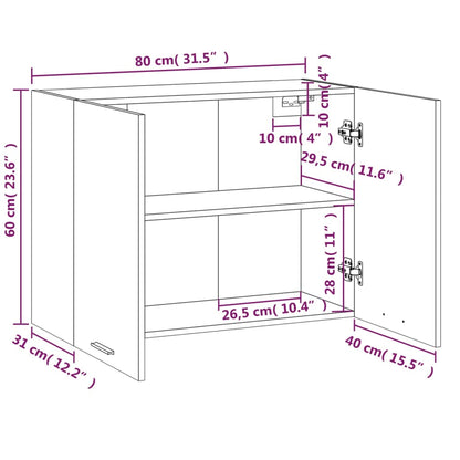 vidaXL Hanging Cabinet "Lyon" Smoked Oak 80x31x60 cm Engineered Wood