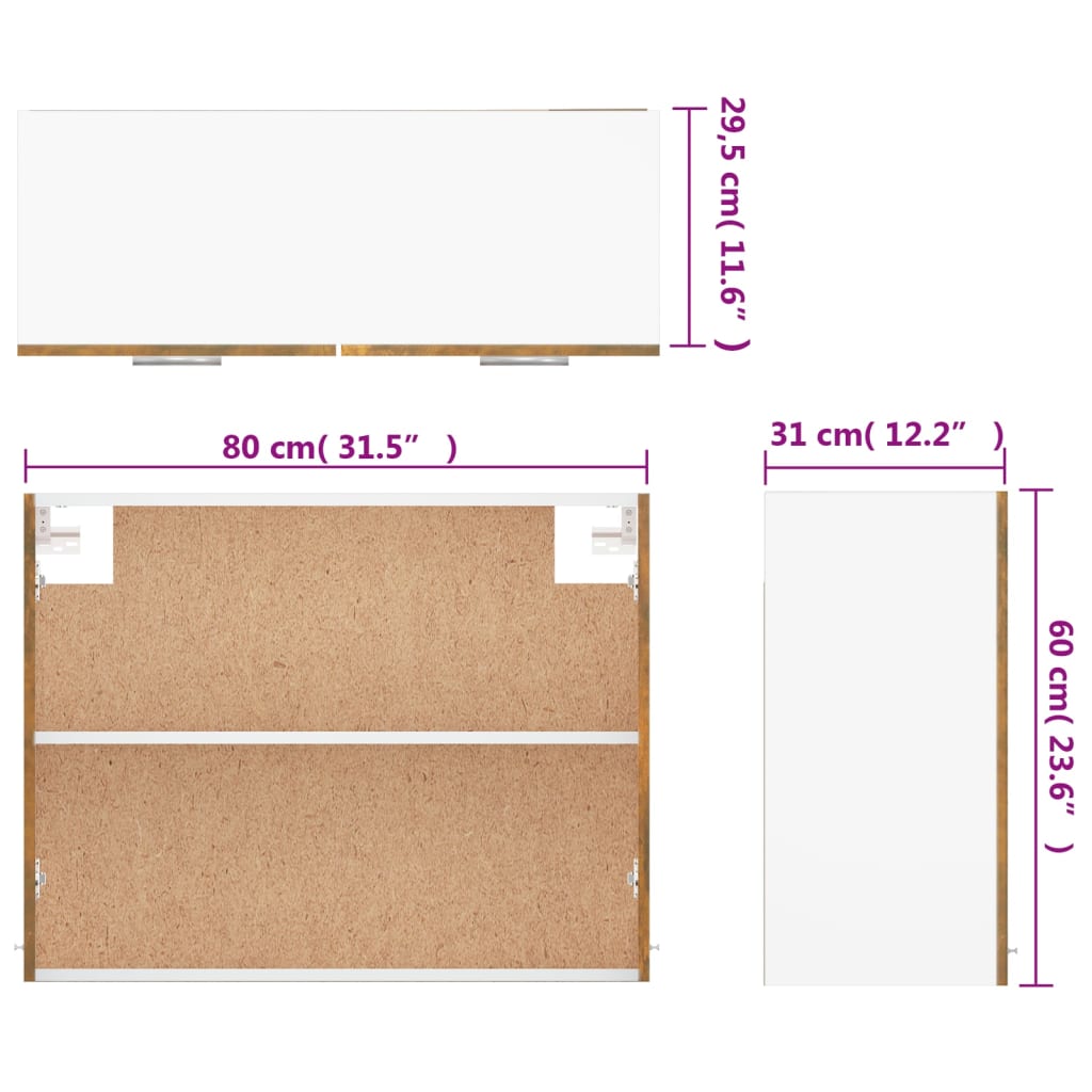 vidaXL Hanging Cabinet "Lyon" Smoked Oak 80x31x60 cm Engineered Wood