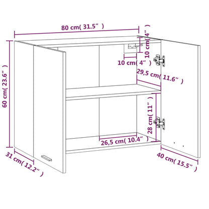 vidaXL Hanging Cabinet Lyon Grey Sonoma 80x31x60 cm Engineered Wood