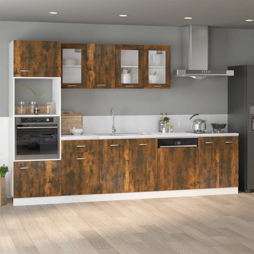 vidaXL Hanging Glass Cabinet Lyon Smoked Oak 80x31x60 cm Engineered Wood