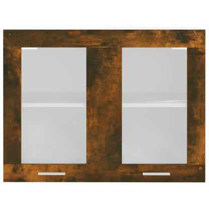 vidaXL Hanging Glass Cabinet Lyon Smoked Oak 80x31x60 cm Engineered Wood