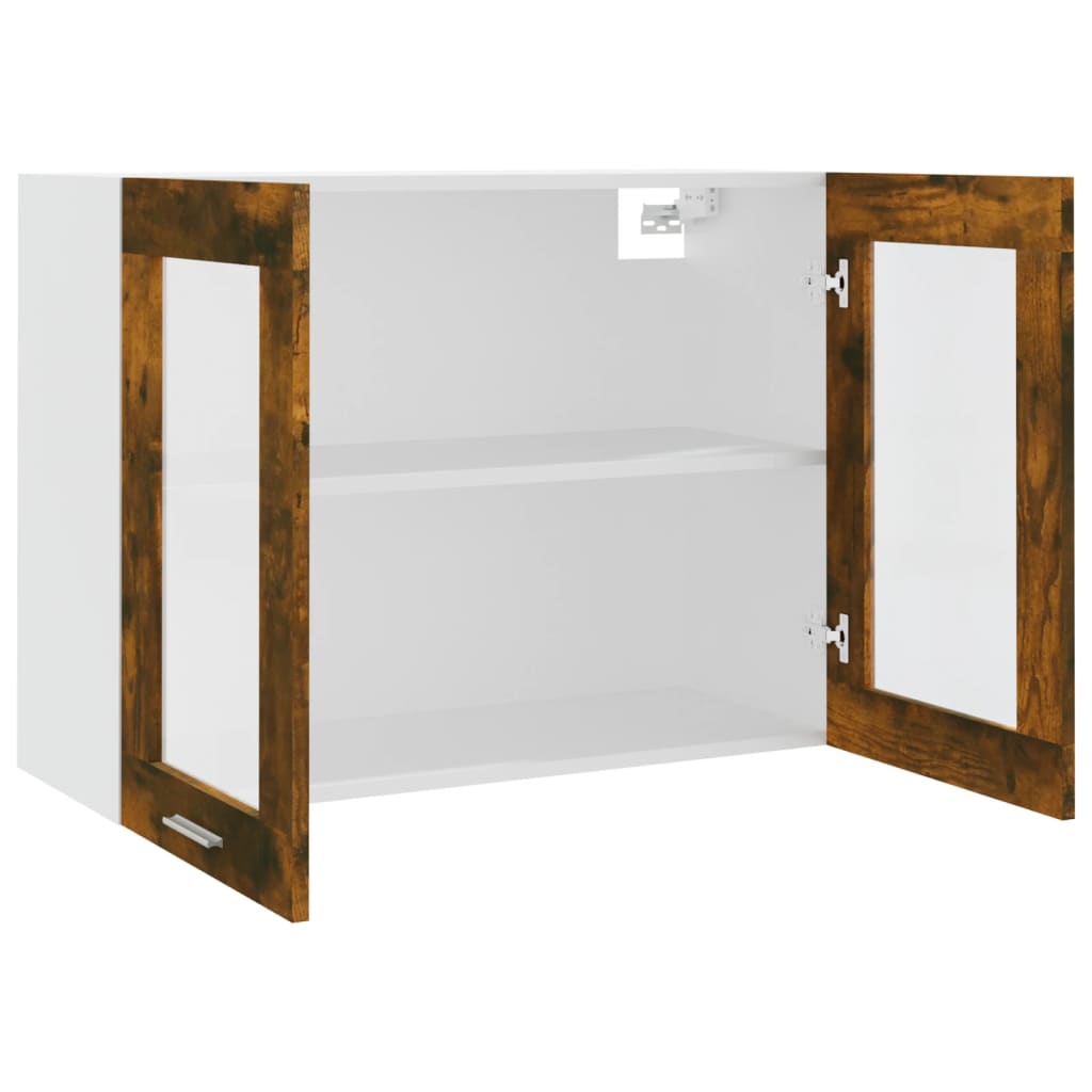 vidaXL Hanging Glass Cabinet Lyon Smoked Oak 80x31x60 cm Engineered Wood
