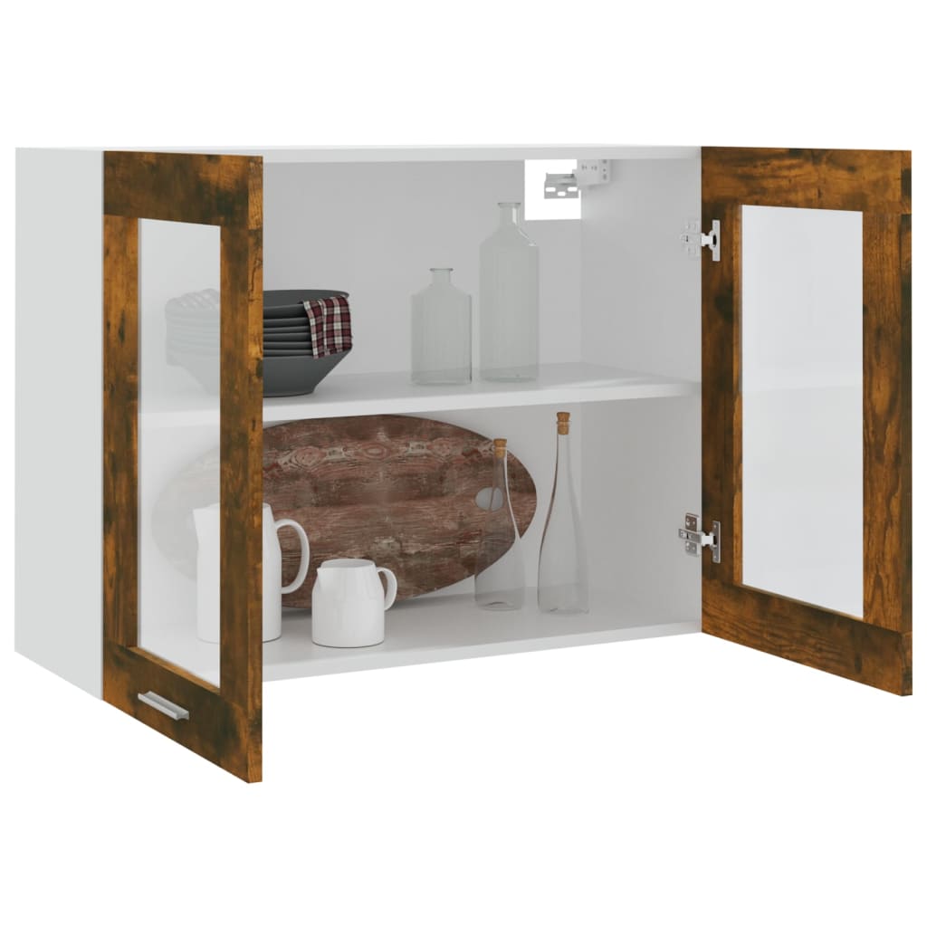 vidaXL Hanging Glass Cabinet Lyon Smoked Oak 80x31x60 cm Engineered Wood