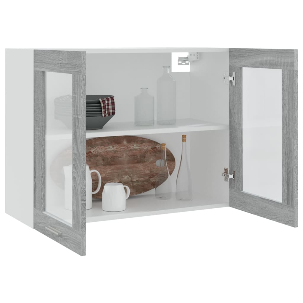 vidaXL Hanging Glass Cabinet Lyon Grey Sonoma 80x31x60 cm Engineered Wood