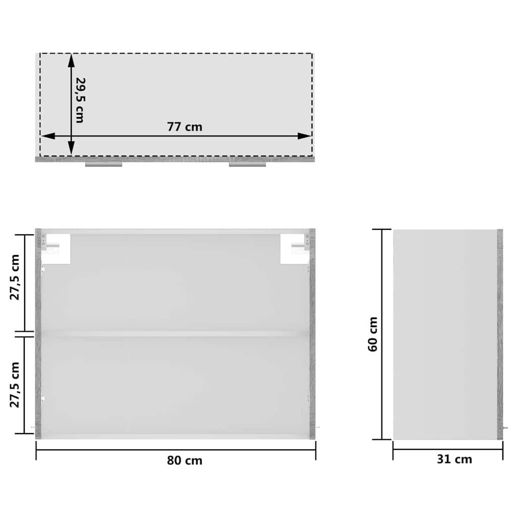 vidaXL Hanging Glass Cabinet "Lyon" Grey Sonoma 80x31x60 cm