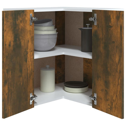 vidaXL Hanging Corner Cabinet "Lyon" Smoked Oak 57x57x60 cm Engineered Wood
