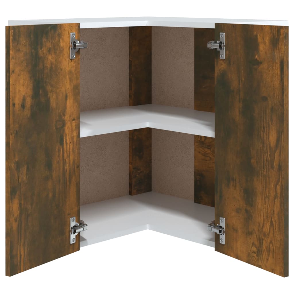 vidaXL Hanging Corner Cabinet "Lyon" Smoked Oak 57x57x60 cm Engineered Wood