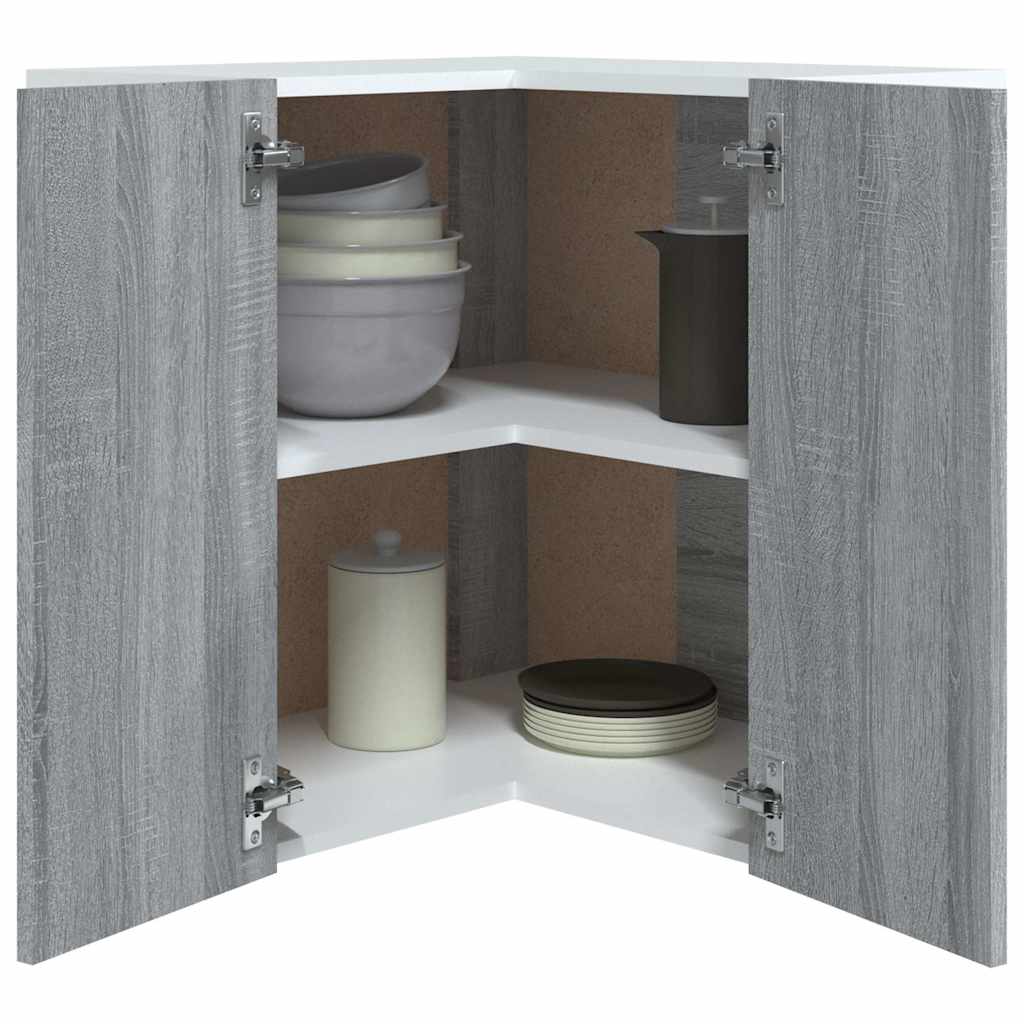 vidaXL Hanging Corner Cabinet "Lyon" Grey Sonoma 57x57x60 cm