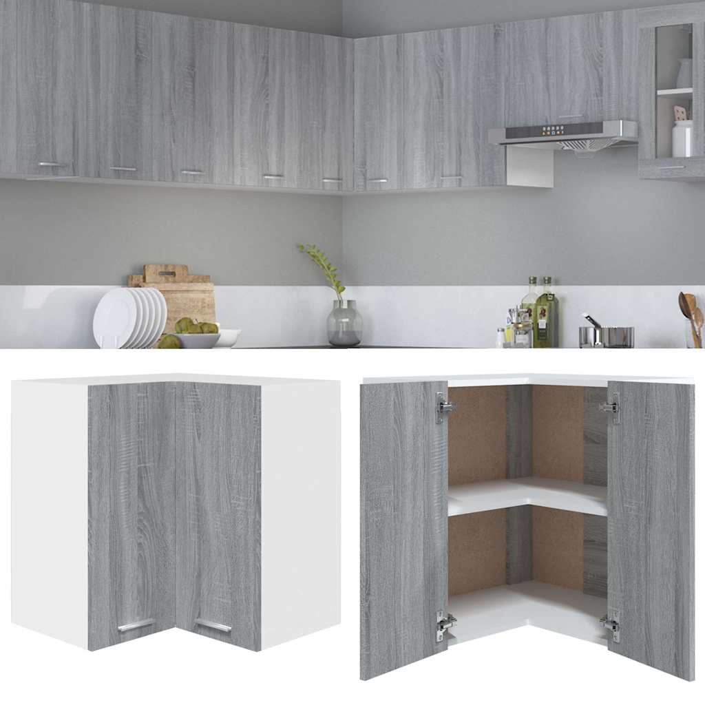 vidaXL Hanging Corner Cabinet "Lyon" Grey Sonoma 57x57x60 cm
