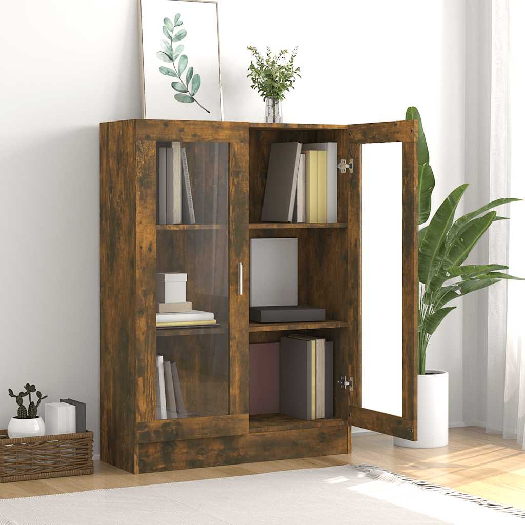 vidaXL Vitrine Cabinet Smoked Oak 82,5x30,5x115 cm Engineered Wood