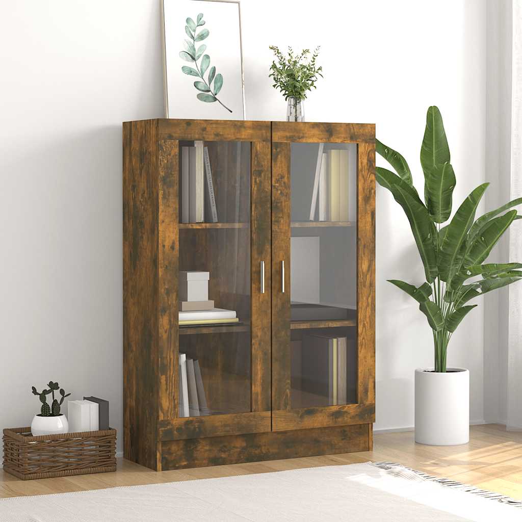 vidaXL Vitrine Cabinet Smoked Oak 82,5x30,5x115 cm Engineered Wood