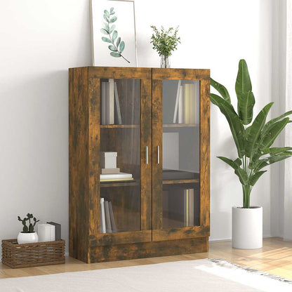vidaXL Vitrine Cabinet Smoked Oak 82,5x30,5x115 cm Engineered Wood