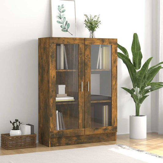 vidaXL Vitrine Cabinet Smoked Oak 82,5x30,5x115 cm Engineered Wood