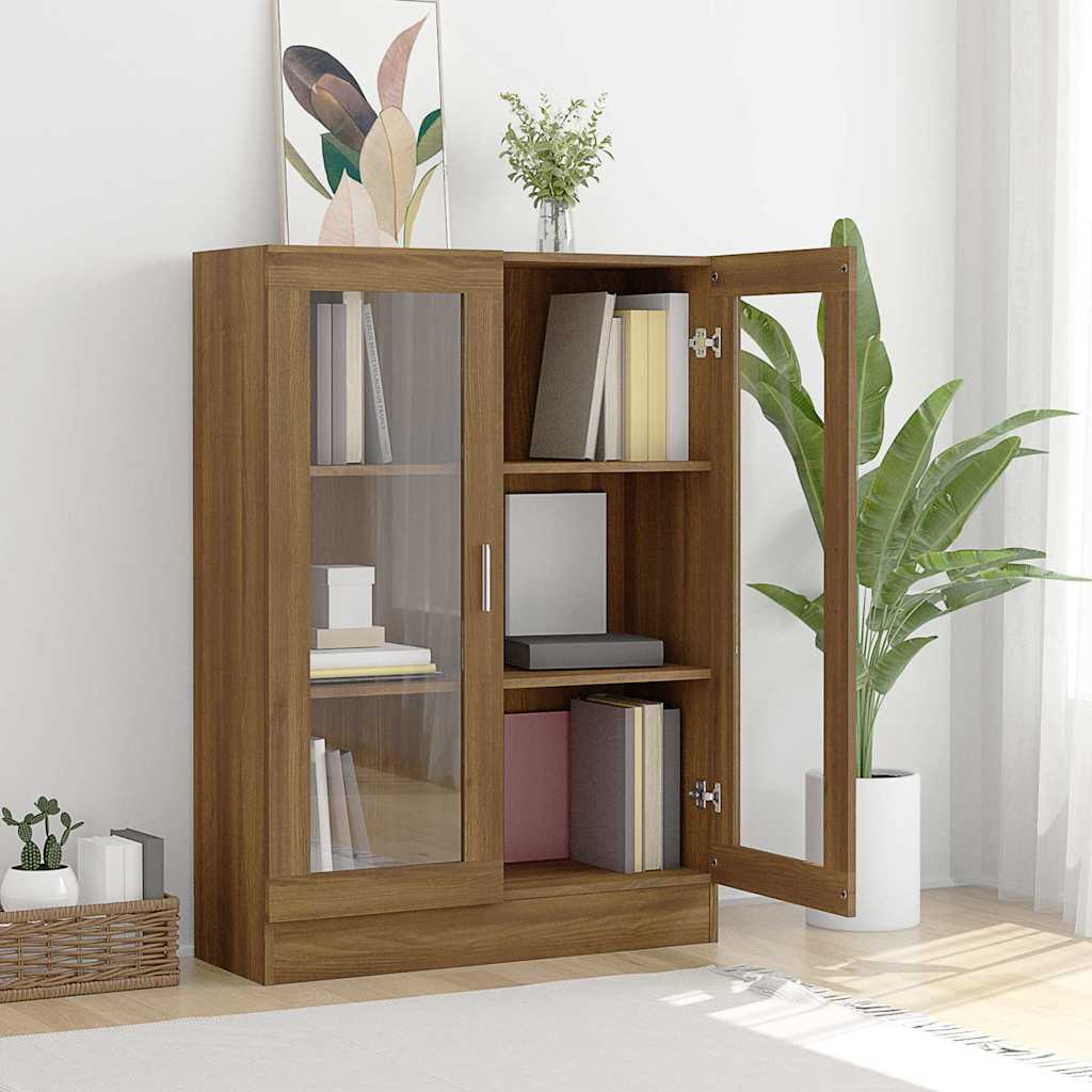 vidaXL Vitrine Cabinet Brown Oak 82.5x30.5x115 cm Engineered Wood