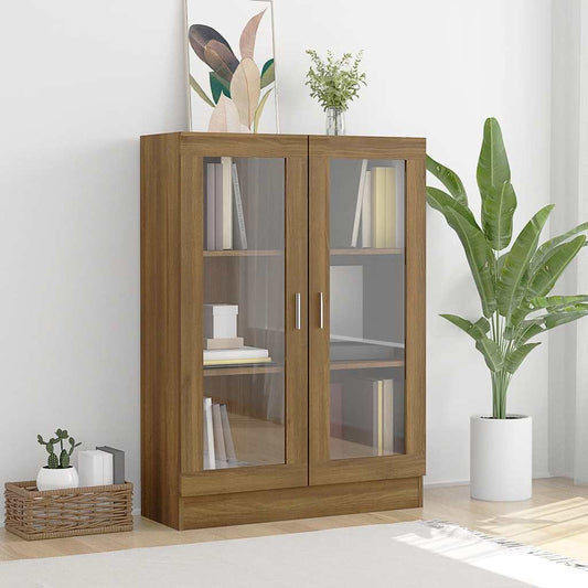 vidaXL Vitrine Cabinet Brown Oak 82.5x30.5x115 cm Engineered Wood