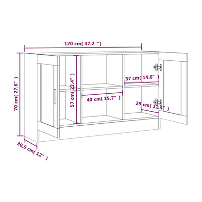 815624 vidaXL Sideboard Smoked Oak 120x30,5x70 cm Engineered Wood