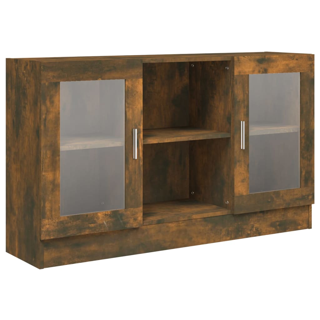 vidaXL Vitrine Cabinet Smoked Oak 120x30,5x70 cm Engineered Wood