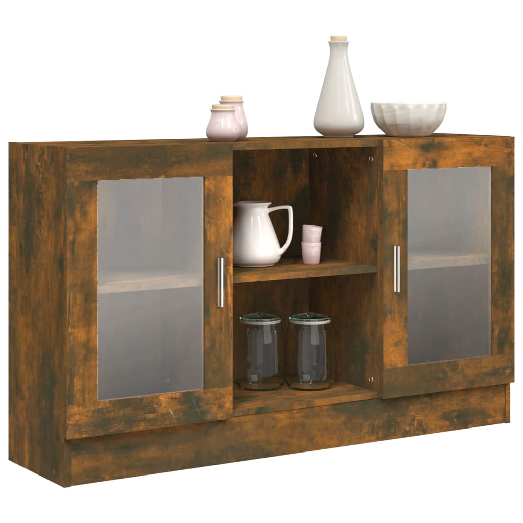 vidaXL Vitrine Cabinet Smoked Oak 120x30,5x70 cm Engineered Wood