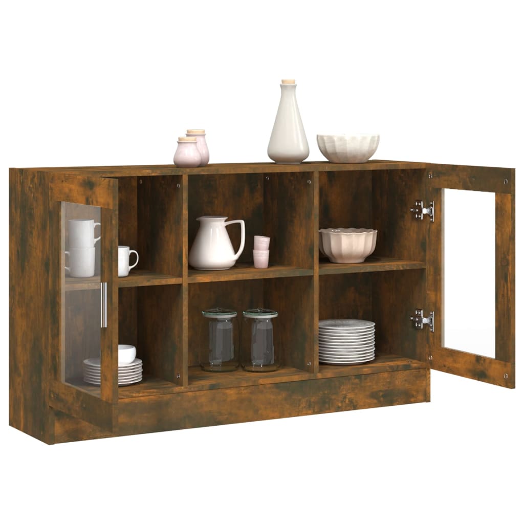 vidaXL Vitrine Cabinet Smoked Oak 120x30,5x70 cm Engineered Wood