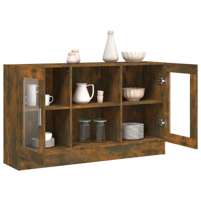 vidaXL Vitrine Cabinet Smoked Oak 120x30,5x70 cm Engineered Wood