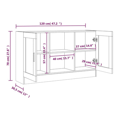 vidaXL Vitrine Cabinet Grey Sonoma 120x30,5x70 cm Engineered Wood
