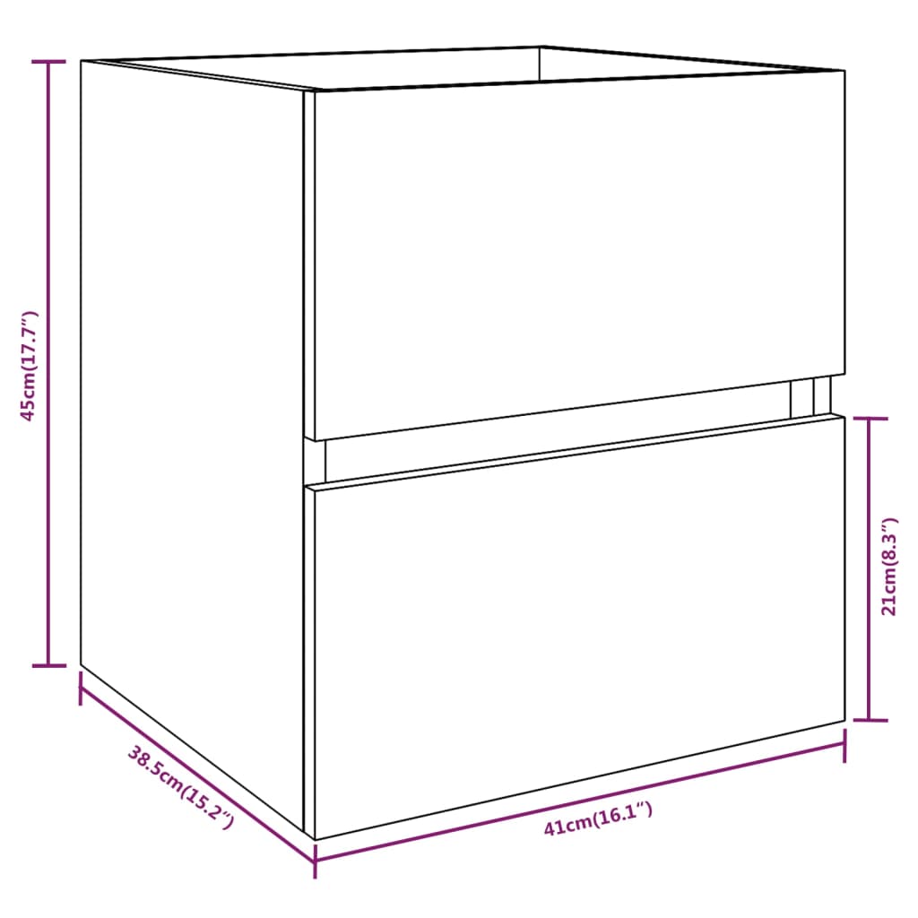 vidaXL Sink Cabinet Smoked Oak 41x38.5x45 cm Engineered Wood