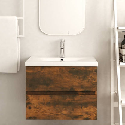 vidaXL Sink Cabinet Smoked Oak 60x38.5x45 cm Engineered Wood