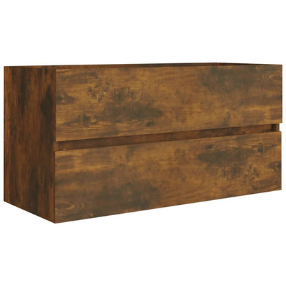 vidaXL Sink Cabinet Smoked Oak 90x38.5x45 cm Engineered Wood