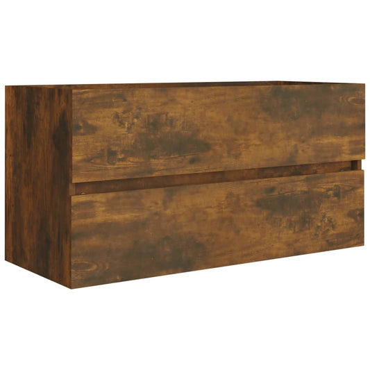 815654 vidaXL Sink Cabinet Smoked Oak 90x38,5x45 cm Engineered Wood