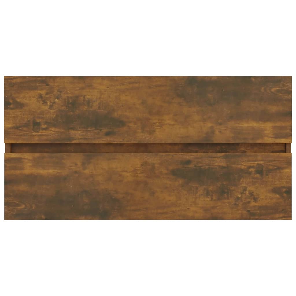 vidaXL Sink Cabinet Smoked Oak 90x38.5x45 cm Engineered Wood