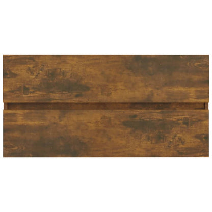 vidaXL Sink Cabinet Smoked Oak 90x38.5x45 cm Engineered Wood