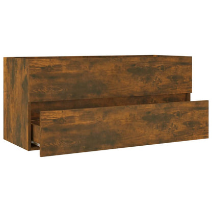 vidaXL Sink Cabinet Smoked Oak 100x38.5x45 cm Engineered Wood