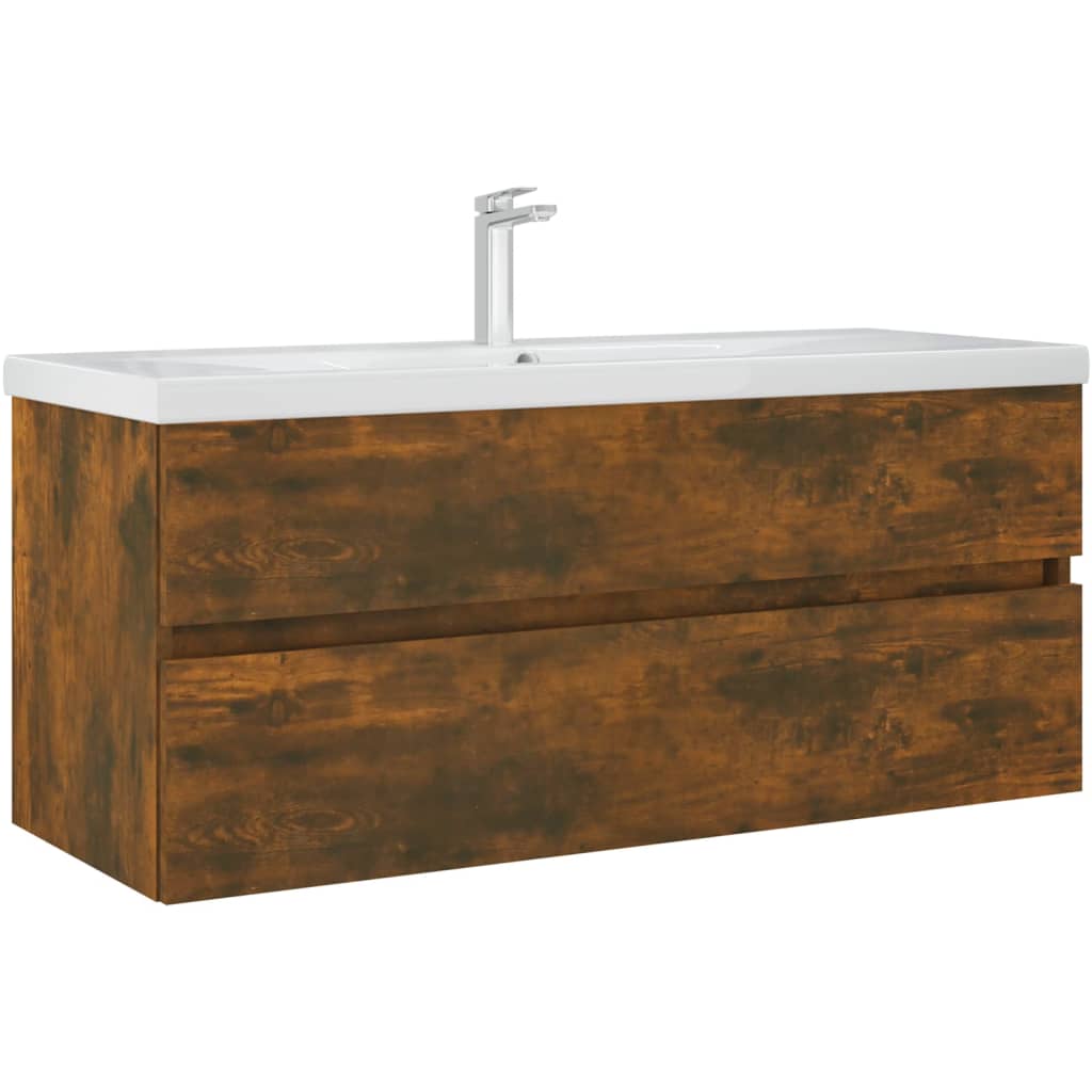 vidaXL Sink Cabinet Smoked Oak 100x38.5x45 cm Engineered Wood