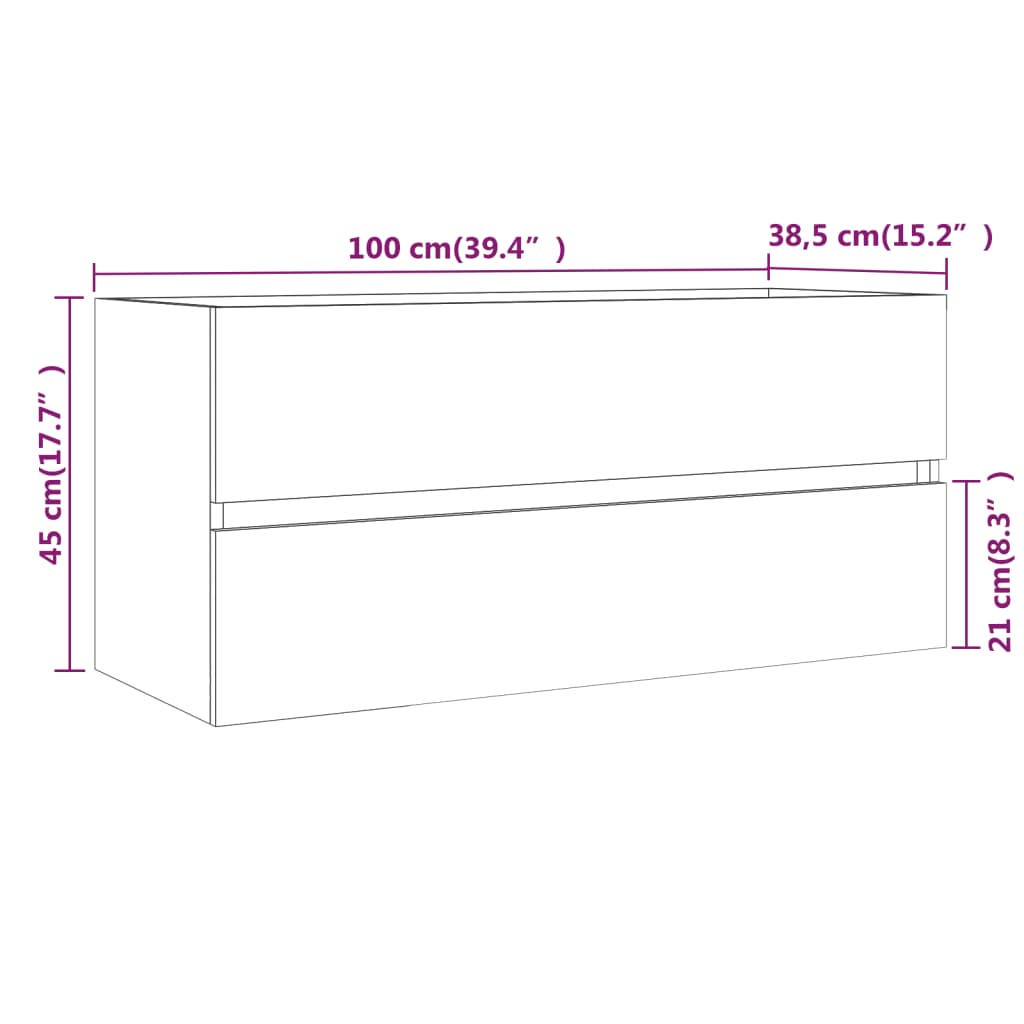 vidaXL Sink Cabinet Smoked Oak 100x38.5x45 cm Engineered Wood