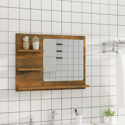 815660 vidaXL Bathroom Mirror Smoked Oak 60x10,5x45 cm Engineered Wood