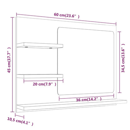 vidaXL Bathroom Mirror Smoked Oak 60x10.5x45 cm Engineered Wood
