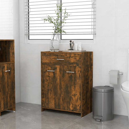 vidaXL Bathroom Cabinet Smoked Oak 60x33x80 cm Engineered Wood