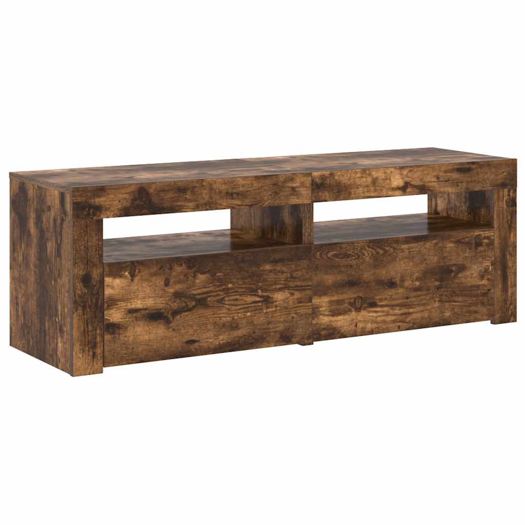 vidaXL TV Cabinet with LED Lights Smoked Oak 120x35x40 cm