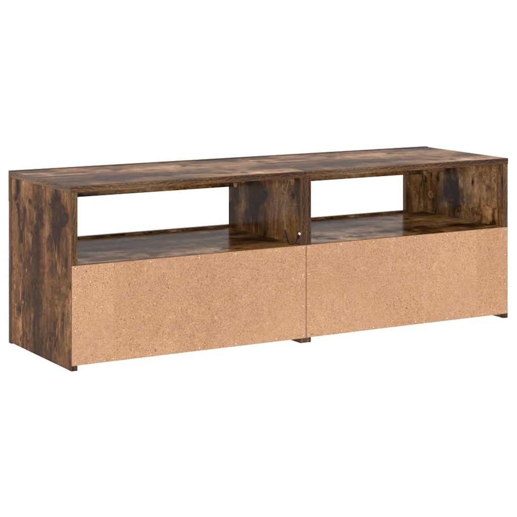 vidaXL TV Cabinet with LED Lights Smoked Oak 120x35x40 cm