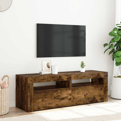 815684 vidaXL TV Cabinet with LED Lights Smoked Oak 120x35x40 cm
