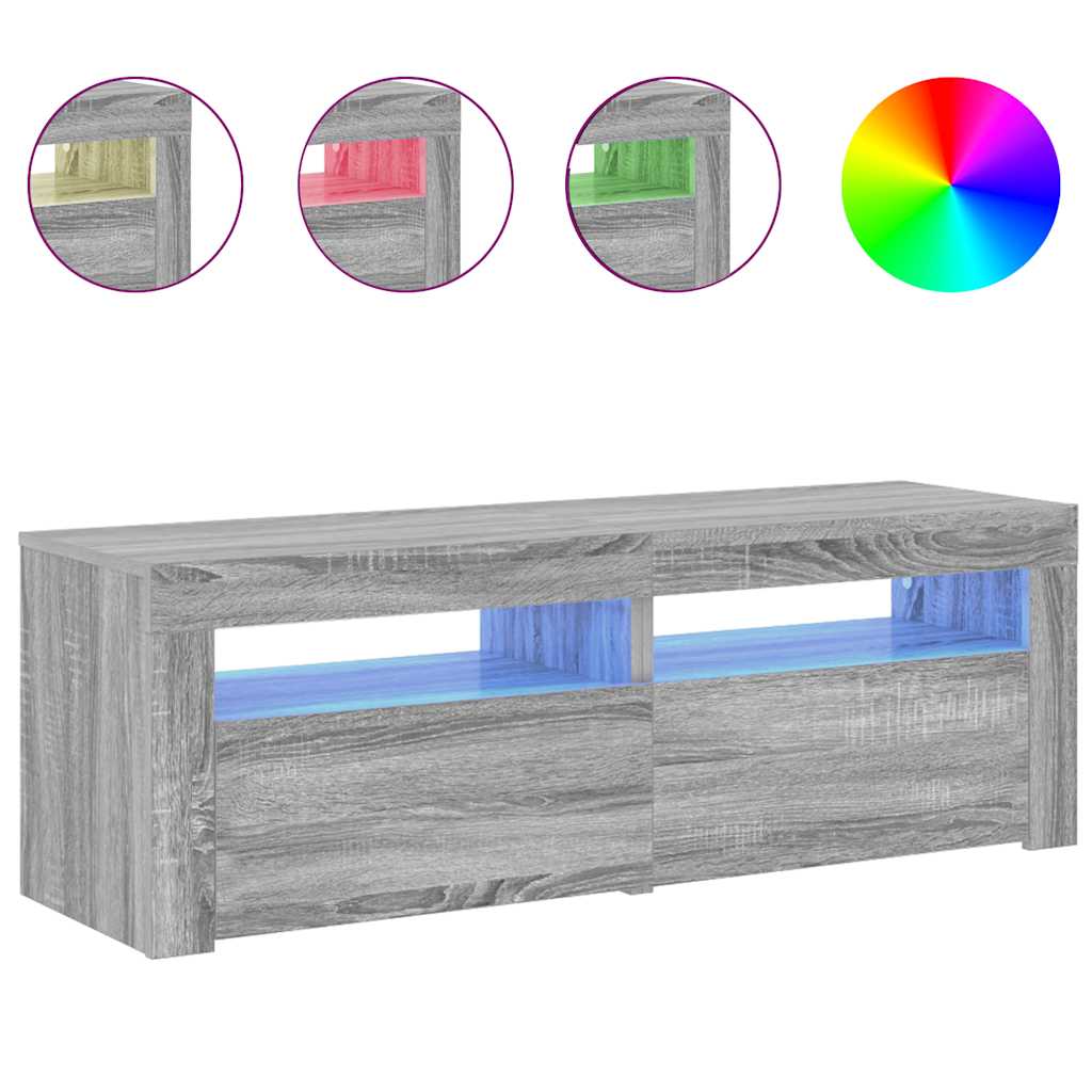 vidaXL TV Cabinet with LED Lights Grey Sonoma 120x35x40 cm