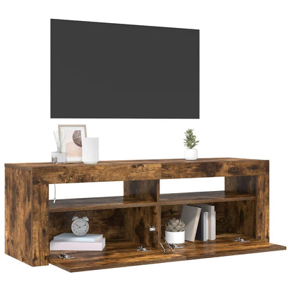 815687 vidaXL TV Cabinet with LED Lights Smoked Oak 120x35x40 cm