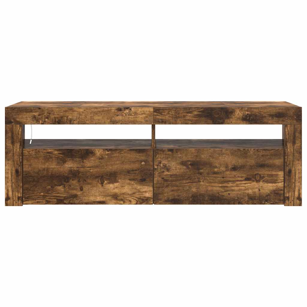 815687 vidaXL TV Cabinet with LED Lights Smoked Oak 120x35x40 cm