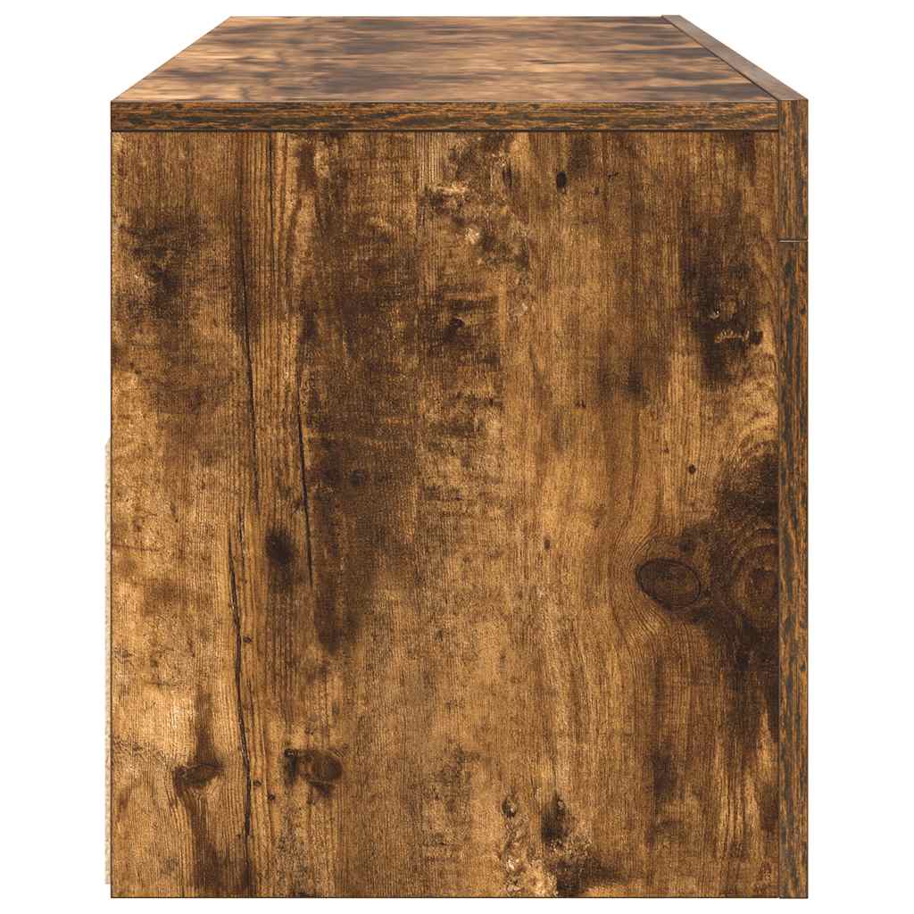 815687 vidaXL TV Cabinet with LED Lights Smoked Oak 120x35x40 cm