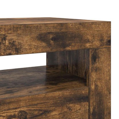 815687 vidaXL TV Cabinet with LED Lights Smoked Oak 120x35x40 cm