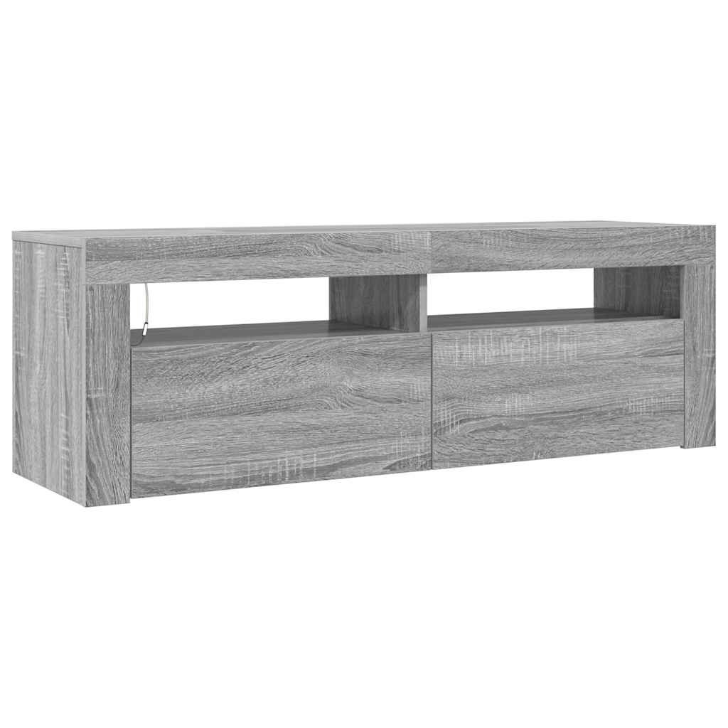 vidaXL TV Cabinet with LED Lights Grey Sonoma 120x35x40 cm