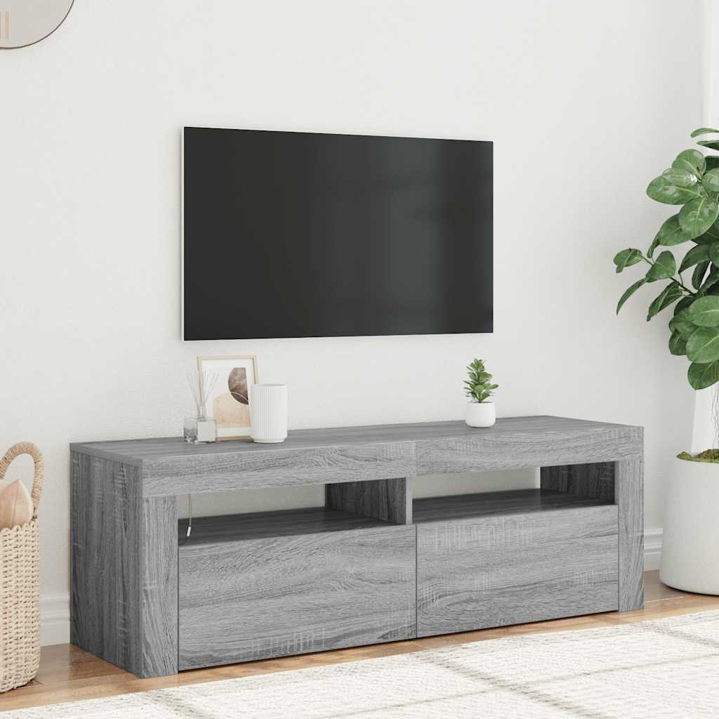 vidaXL TV Cabinet with LED Lights Grey Sonoma 120x35x40 cm