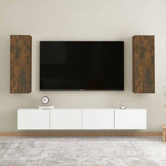 vidaXL 2 Piece TV Cabinet Set Smoked Oak 30,5x30x90 cm Engineered Wood