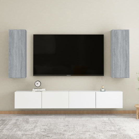 vidaXL 2 Piece TV Cabinet Set Grey Sonoma 30,5x30x90 cm Engineered Wood